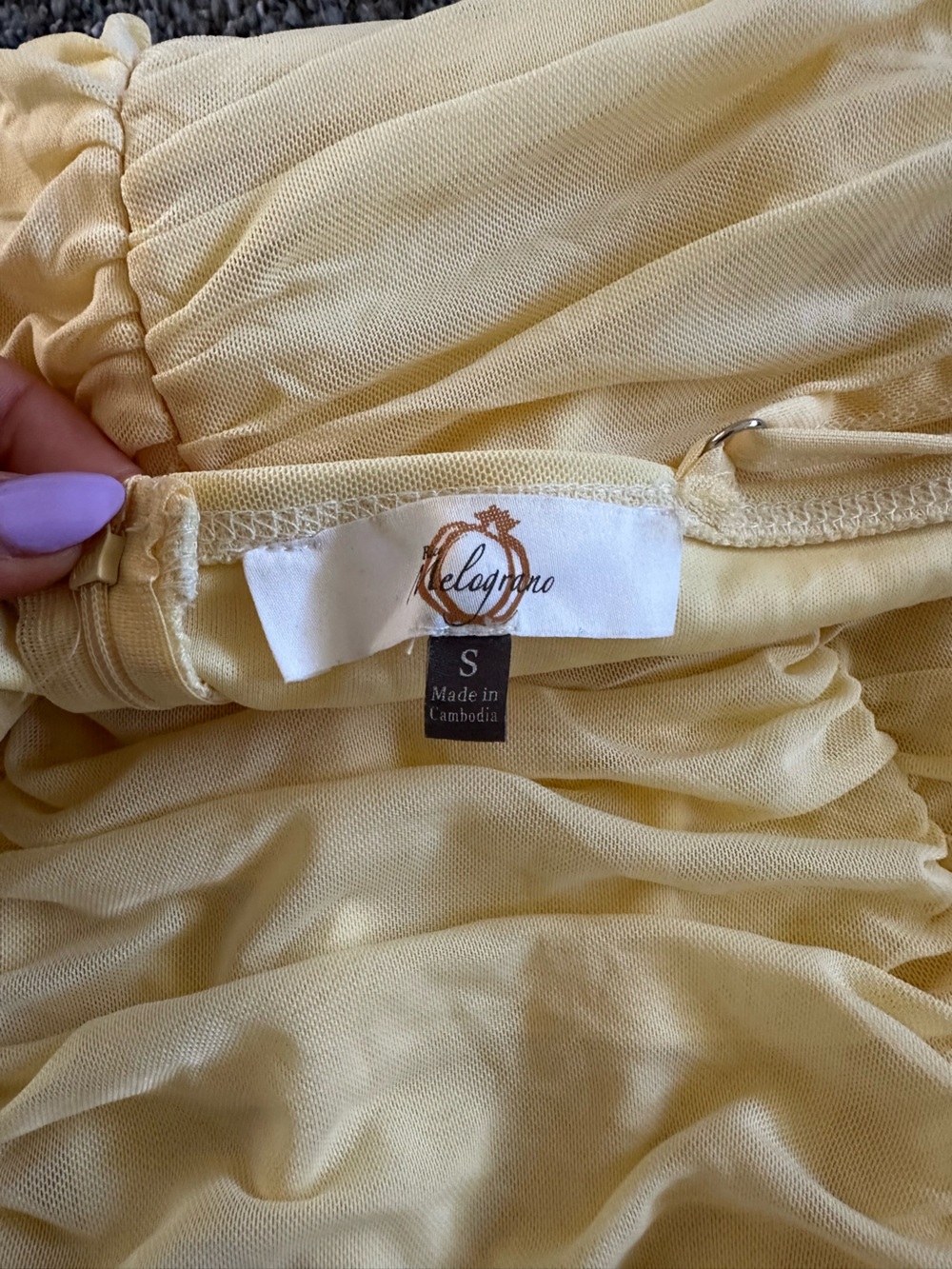 Yellow Ruched Spaghetti Strap Dress - Picture 3 of 3